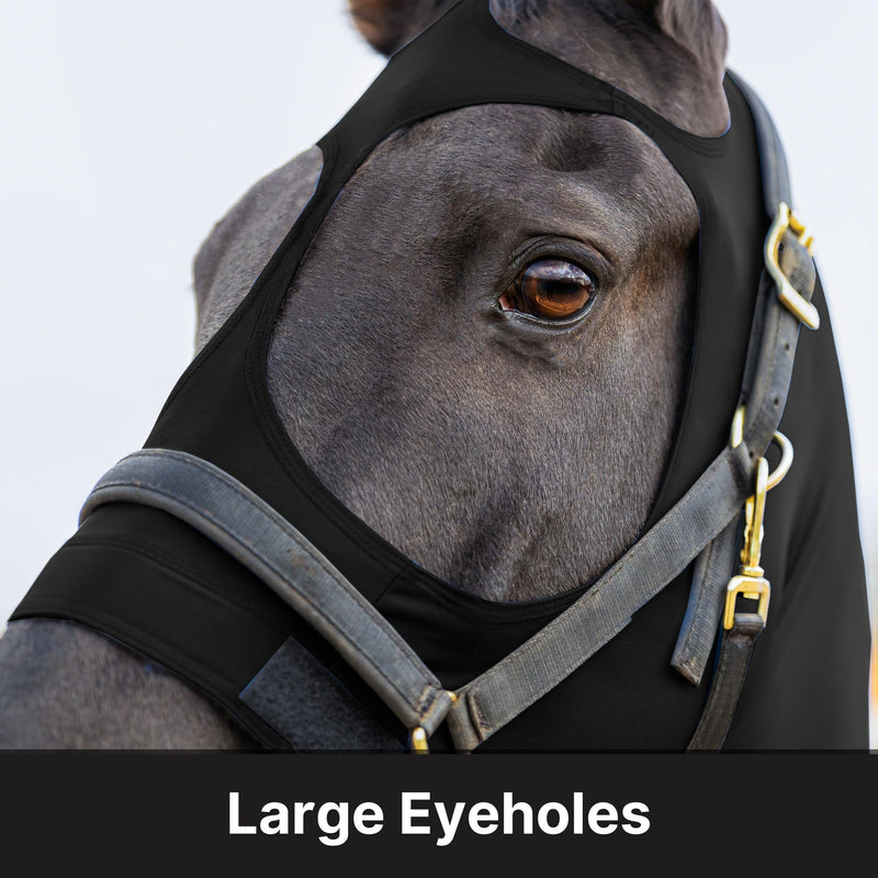 Resistance Horse Hood Slinky Lycra Zippered Mane Braid Shoulder Guard - Horse Sleazy Slickers Care Sheet X-Small Black