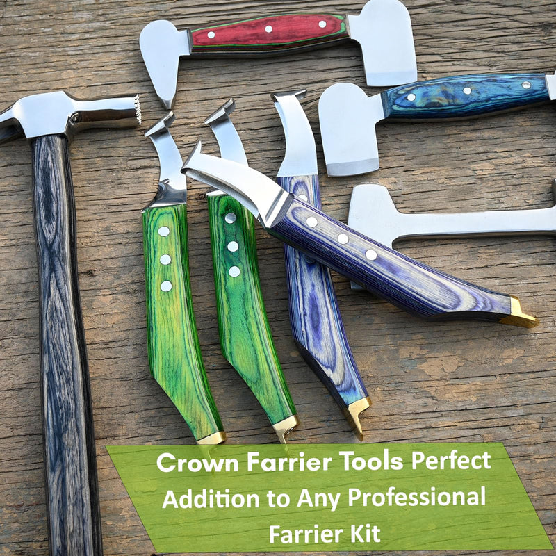 – Super Sharp Hoof Knife | Stainless Steel Blade with Wooden Handle | Professional Farrier Hoof Trimming Tool for Horses & Equine Hoof Care (Green Right-Hand) Green Right-Hand