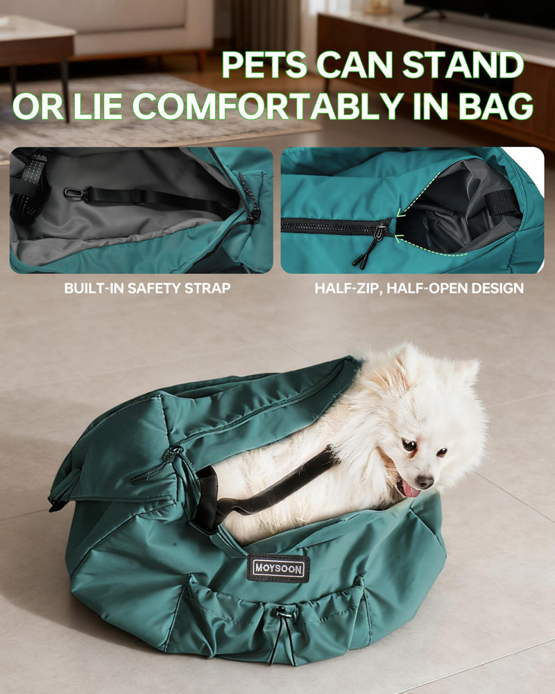 Puppy Carrier Sling - Widened and Thickened Shoulder Strap with Pocket, Adjustable Hands-Free Small Dog Carrier Sling for Outside and Daily Walks, for Small Dog and Cat 12 lbs, (Peacock Blue). Peacock blue - PawsPlanet Australia
