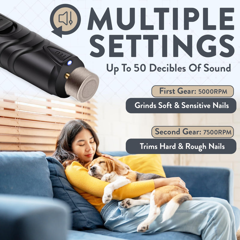 Rechargeable Low Noise Dog Nail Grinder for Stress-Free Grooming and Maintenancepet nail grinder clipper for dogs or cats, pet care, dog nail grinders, pet care, dog claw grinder, cat nail grinder Full Set