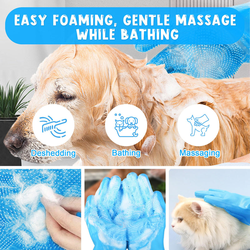 Pet Washing Gloves - Dog and Cat Shampoo Bathing Gloves, High Density Bristles Washing Brush, Heat Resistant Cleaning Gloves, Gentel Grooming and Massage Scrubber for Dogs, Cats, Horses, and Rabbits - PawsPlanet Australia