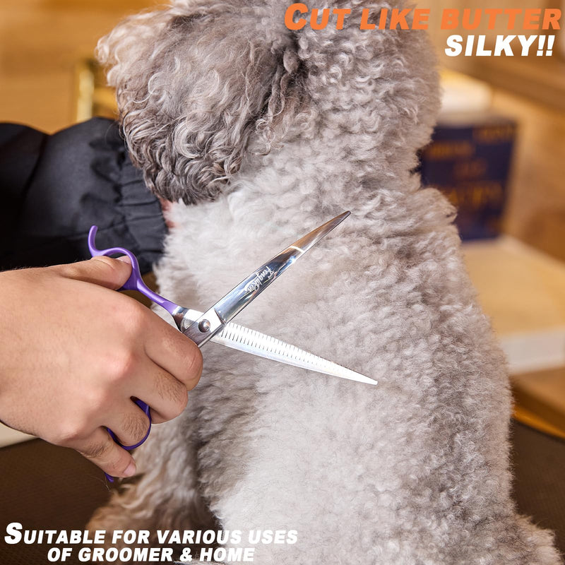 High-end Professional Dog Grooming Curved Thinning Scissors Teeth Blending Shears Pet Texturizing Thinner Blender Shears 7 Inch Extremely Very Sharp Made Of Stainless Steel Alloy For Dog Cat Groomer 7inch Comprehensive Curved Thinning Shears - PawsPlanet Australia