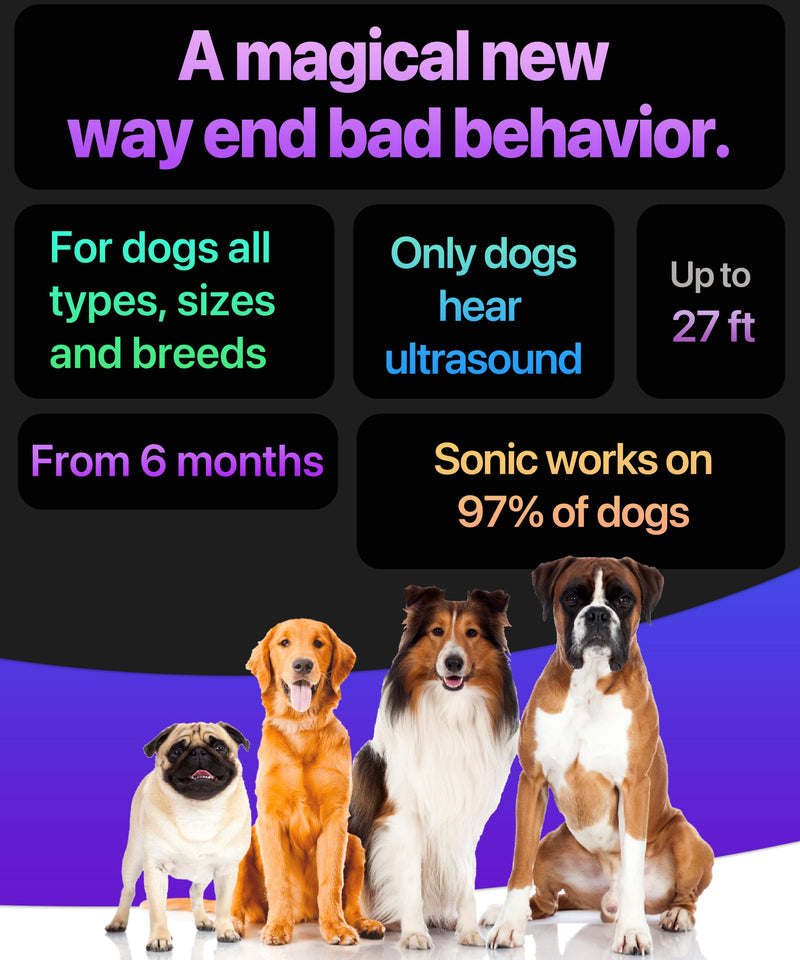 2024release Dog Bark Deterrent Device Stops Bad Behavior | No need yell or swat, Just point to a dog (own or neighbor's) Hit the button | Long-range ultrasonic, Alternative to painful dog shock collar