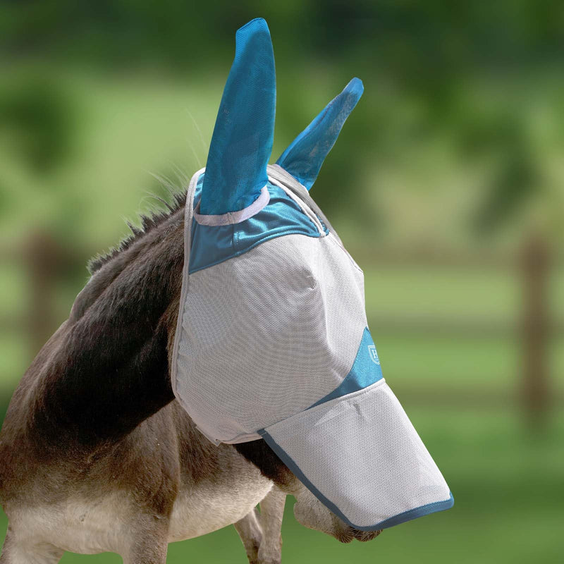 Harrison Howard Mule Donkey Fly Mask Full Face Protection with Nose Cover Sky Blue L - PawsPlanet Australia