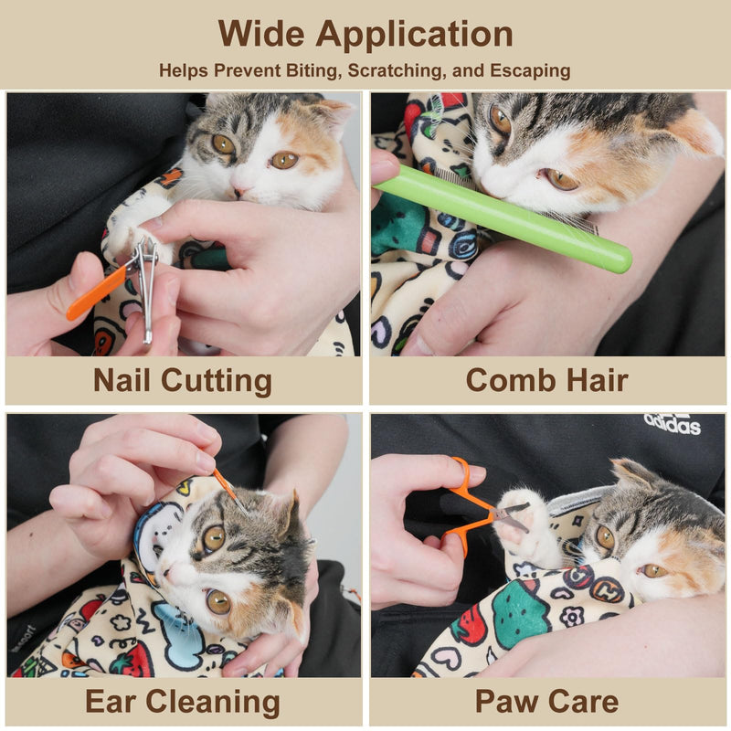 35.5" Extra Large Cat Grooming Wrap – Anti-Escape Cat Wrap for Cutting Nails, Brushing & Medication – Soft, Comfortable, Reusable, Self-Adhering, Holds Cats Up to 22lbs (Elephant Cat) Elephant CAT XL - PawsPlanet Australia
