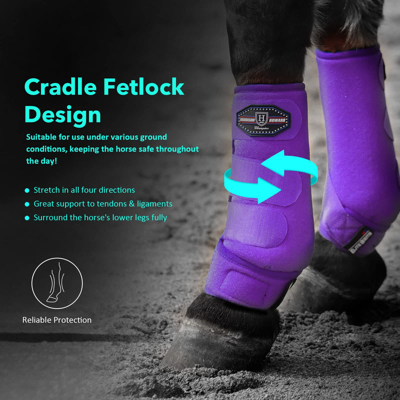 Harrison Howard Horse Sport Medicine Front Shock-Absorbing Boots All-Round Lower Limb Protection & Support Sport Boots Perfect for Endurance Training and Performance Pack of 2 Regal Purple M Cob (Medium) - PawsPlanet Australia