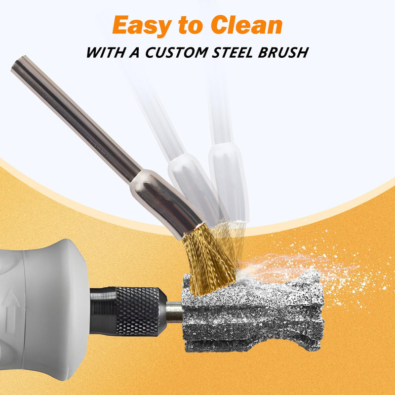 Faster Cooling Pet Nail Grinder Tip Sawtooth Bit, Anti-Clogging Diamond Nail Grinding Head with Steel Brush for 1/8" Dremel Rotary Tools & Many Brands for Small Medium Large & Anxious Dogs - PawsPlanet Australia