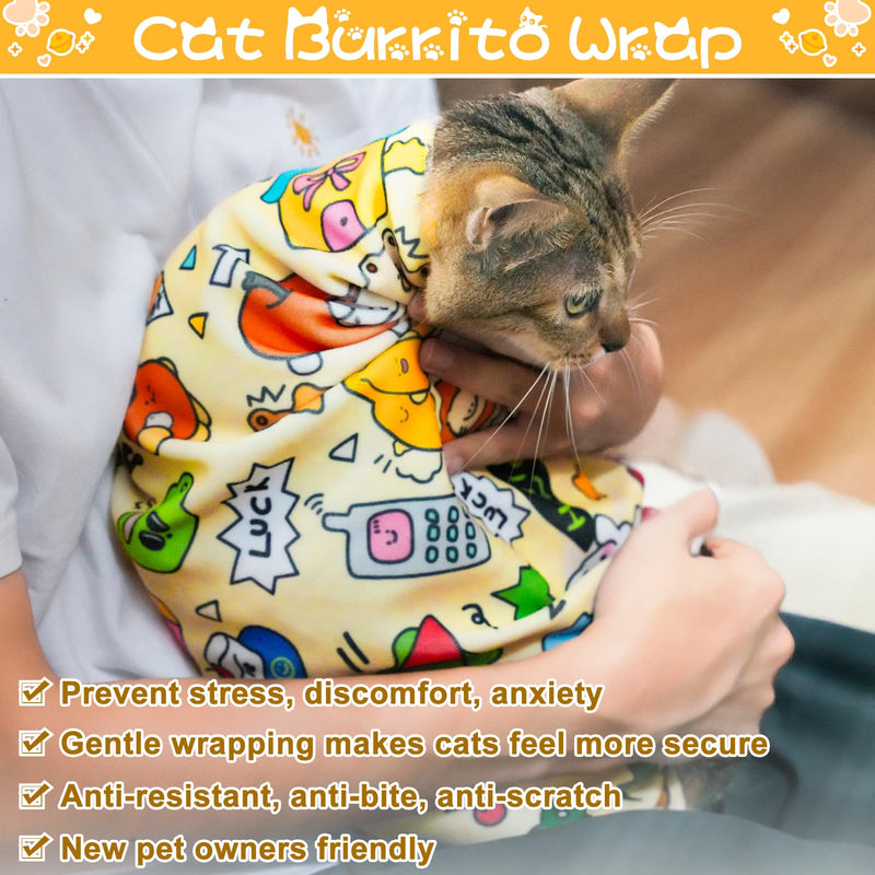 AIERSA XL Cat Wrap for Cutting Nails and Grooming, Cat Restraint Wrap for Nail Clipping, 27x27in Self-Adhesive Fabric Cat Swaddle Burrito Wrap for Nail Trimming, Cat Grooming Supplies XL(within 11lbs) 1pcs - PawsPlanet Australia