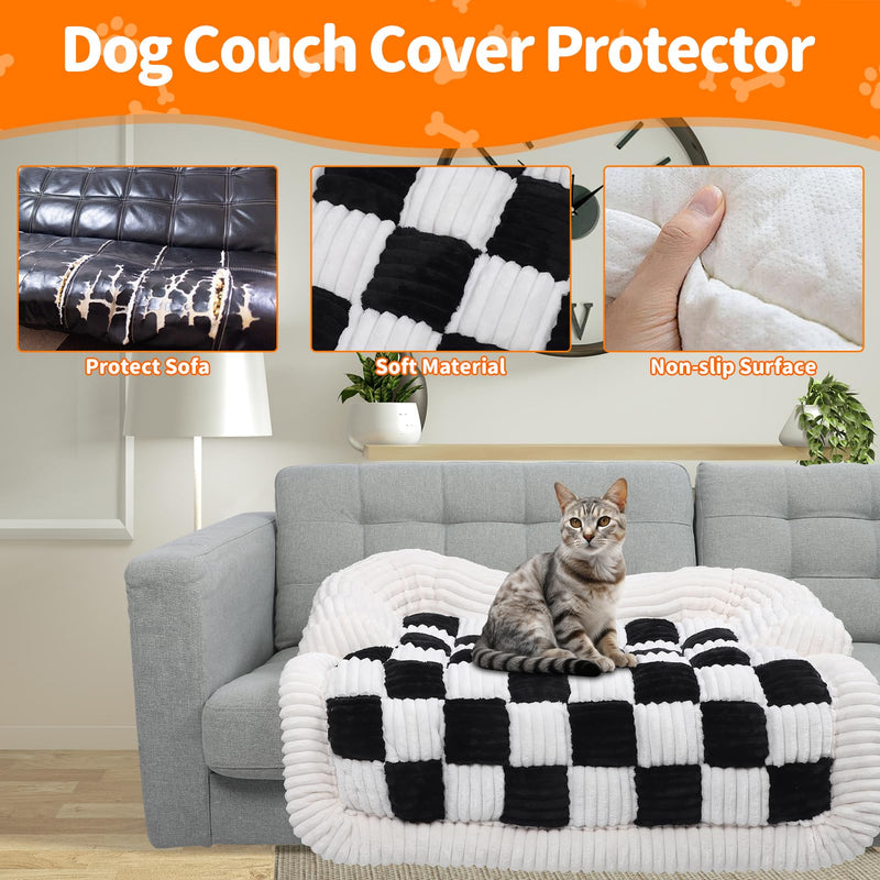 Fuzzy Pet Couch Covers for Sofa, Cozy Puppy Dog Bed Covers for Furniture Protector, Non-Slip Fluffy Plush Doggy Sofa Cover Bed for Home and Car (35.43 x 35.43 x 1.97in) Black - PawsPlanet Australia