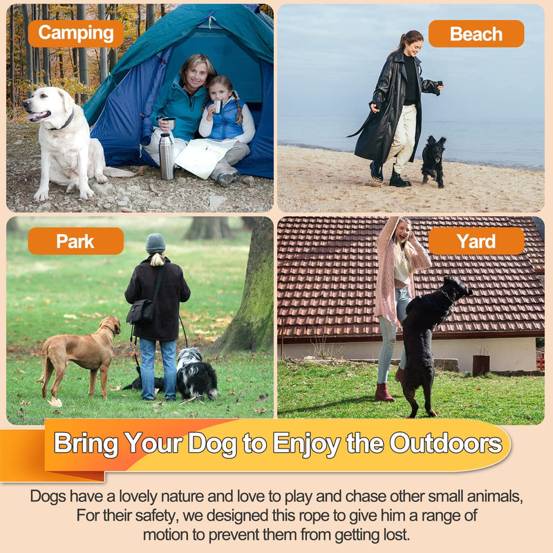 Tie Out Cable for Dogs, 20/30/50/100FT Dog Leads for Yard Chew Proof, Heavy Duty Dog Tie Out Cable for Large Dogs Up to 250lbs, Durable Dog Runner Tether Line for Outdoor, Yard and Camping Orange 120Ibs 20ft - PawsPlanet Australia