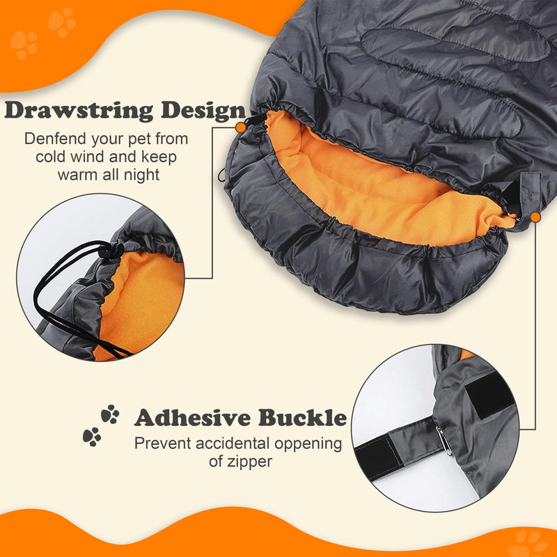 Dog Sleeping Bag Waterproof Warm Packable Dog Bed with Storage Bag Large Portable Pet Bed Mat for Travel Camping Hiking Backpacking Indoor Outdoor Orange - PawsPlanet Australia