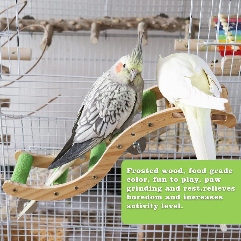Bird Ladder Bridge, Wooden Pet Parrot Hamster Climbing Ladder Toys, Pet Bird Cage Accessories, Wood Climbing Ladder Perch for Bird Parrot Hamster Squirrel Sugar Gliders Parakeets Cockatiels(S Shape) Green - PawsPlanet Australia