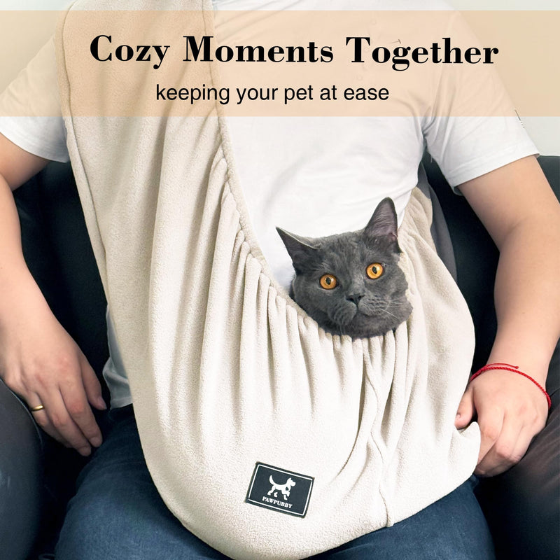 Cat Sling Carrier Critter Cuddler – Indoor Cozy Pet Sling for Cats, Kittens & Small Dogs, Soft Hands Free Cuddle Bag for Snuggling at Home with Cat and Kitty (Apricot, Medium) Apricot - PawsPlanet Australia