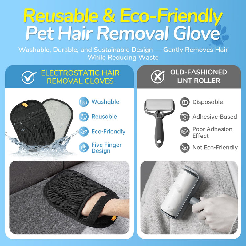 Pet Hair Removal Glove & Brush Set – Self-Cleaning Slicker Deshedding Brush and Reusable Hair Removal Glove for Dogs, and Cats, Gentle Grooming Tool for Long & Short Haired Pets - PawsPlanet Australia