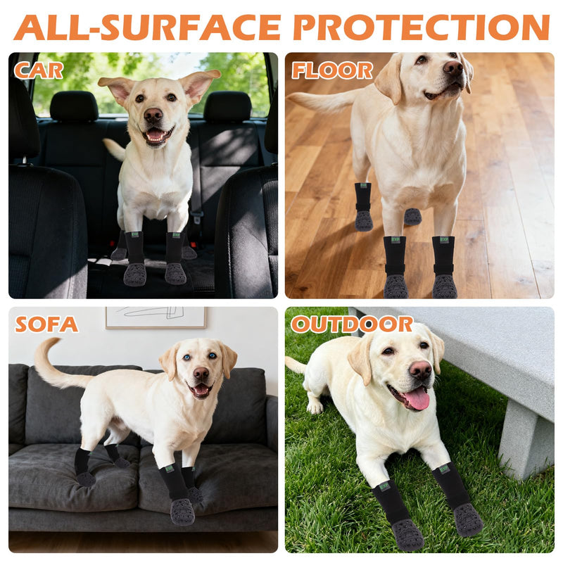 EXPAWLORER Anti Slip Dog Socks to Prevent Licking Paws, Winter Snow Dog Boots & Paw Protectors Booties for Hardwood Floors with Heart Grippers, Dog Shoes for Small Medium Large Senior Dogs Black XS X-Small - PawsPlanet Australia