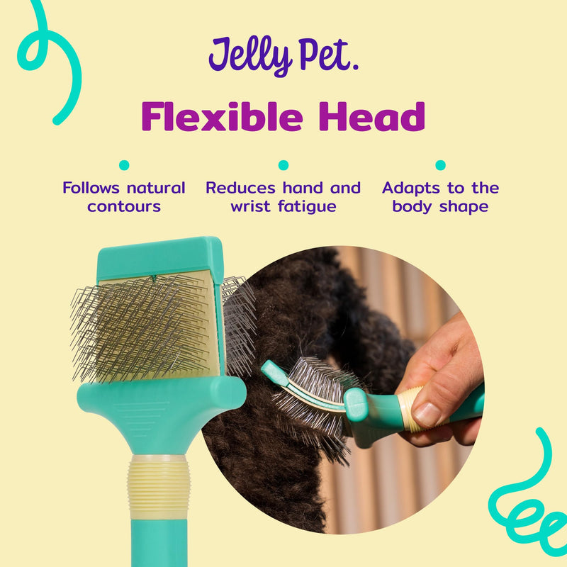 Jelly Pet Double Sided Dog Slicker Brush, Longer Pins, Flexible Head, Fine/Coarse Sides, Removes Unwanted Tangles, Small, Purple - PawsPlanet Australia