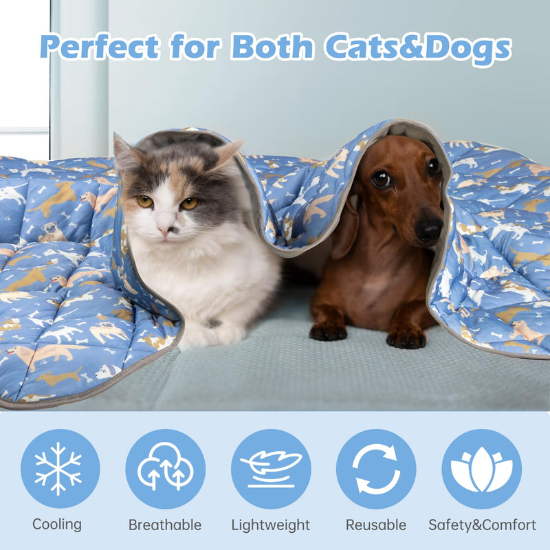Dog Cooling Mat,Cat Self Cool Ice Pad,Lightweight Pet Cooling Pads Blanket Bed Cover,Puppies Summer Cool Tech Fabric,Washable Dog Sleeping Mat for Home & Outdoor,Keep Cool for Pets L(40*60In) Blue-Dog - PawsPlanet Australia