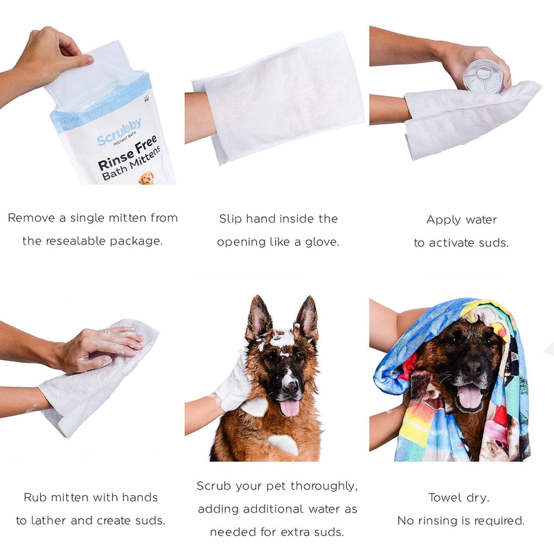 ScrubbyPet No Rinse Pet Wipes- Use Pet Bathing, Pet Grooming Pet Washing, Simple to Use,Just Lather, Wipe, Dry. Excellent Sensitive Skin. The Ideal Pet Wipes Bathing Your Pet Dog Cat. 5 - Count Mittens - PawsPlanet Australia
