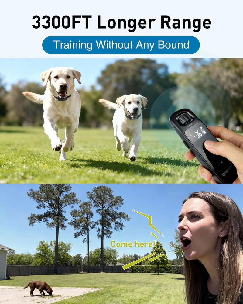 ABBIDOT Shock Collar for Dogs, 3300 FT Dog Training Collar with Remote, IPX7 Waterproof with 4 Training Modes, Rechargeable E-Collar for Small Medium Large Dogs (15-120 lbs) - PawsPlanet Australia