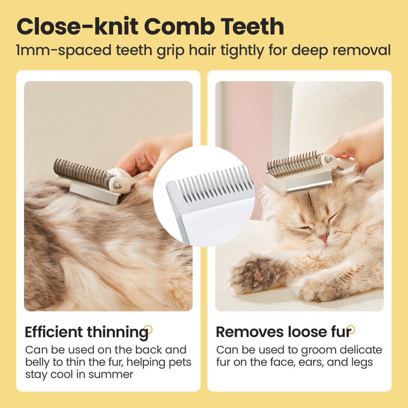 Potaroma 3 in 1 Dog Cat Grooming Brush, Double-Sided Deshedding - Dematting Undercoat Rake and Pin Brush for Long and Short Haired Dogs Cats, Shedding Comb Pet Hair Deshedder, Grey White - PawsPlanet Australia