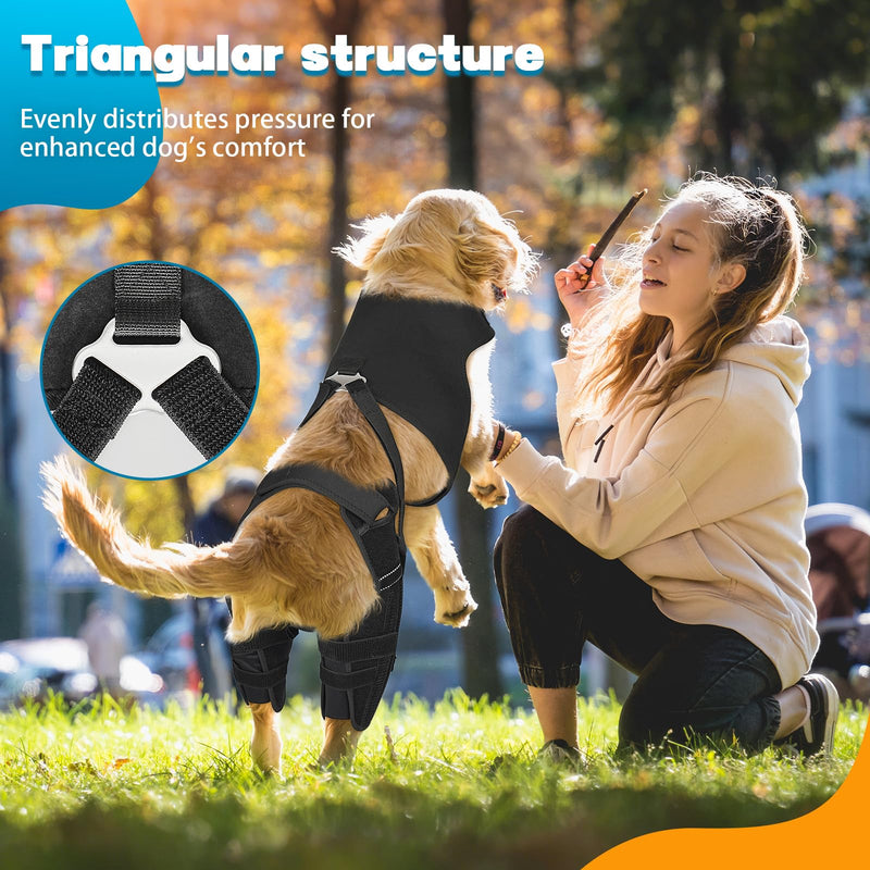 Dog Knee Brace for Torn Acl Hind Leg, Adjustable for Back Leg with 7 Stabilizers, Reduces Pain, Ligament Injuries & Luxating Patella for Small Medium Large Dogs M Black