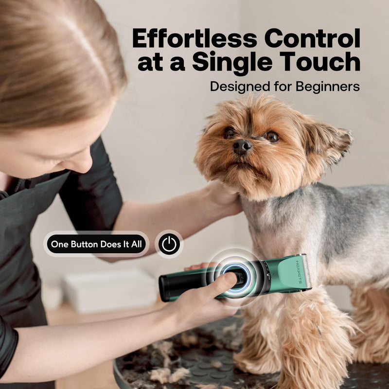 Dog Clippers for Grooming, Low Noise, Electric Quiet, Adjustable Clipper Comb, Rechargeable Cordless Dog Hair Clippers for Dogs Cats Pets, Green - PawsPlanet Australia