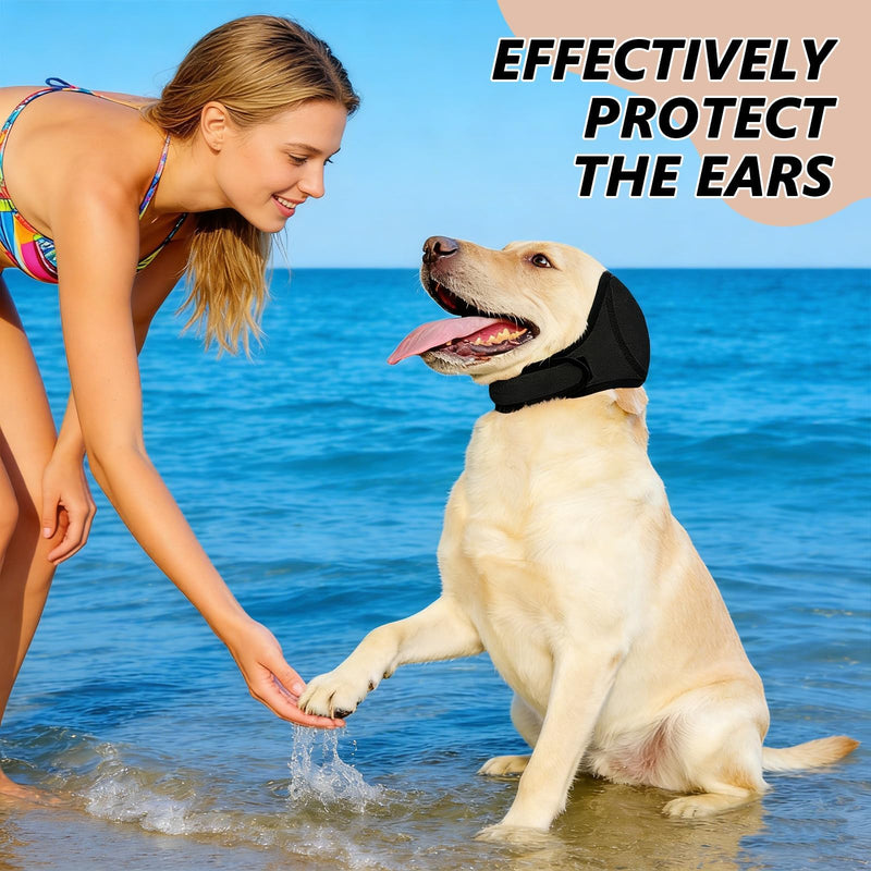 Dog Earmuffs, Noise Reduction, Waterproof Ear Protection, Dog Hearing Protection, Elastic Wrap with Sound Insulation for Noise Blocking, Calming, Bathing, Winter (Black S) Black S