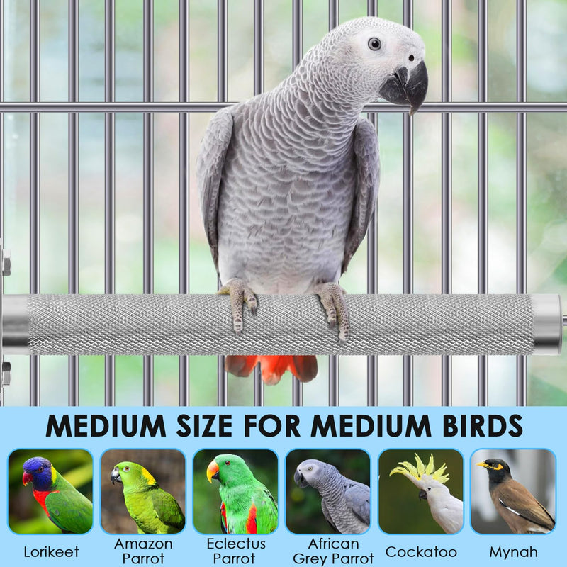 KATUMO Parrot Perch - Stainless Steel African Grey Perch Bird Cage Accessories for Small to Large Parrots (11.8 x 1.2 inch) L: 11.8 x 1.2 inch - PawsPlanet Australia