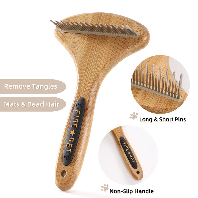 Dog Rake for Undercoat & Stainless Steel Shedding Comb for Long Hair Dogs and Cats 2 Pack Pet Grooming Kit of Deshedding Brush and Metal Comb for Detangling Matted Fur Pet Undercoat Rake Set-02 - PawsPlanet Australia