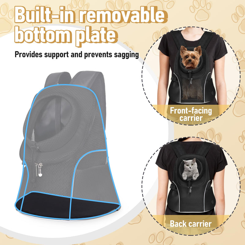 WOYYHO Pet Dog Carrier Backpack Small Dog Front Backpack Ventilated Mesh Dog Travel Back Pack with Safety Belt for Travel Hiking Cycling Outdoor Use (S (2-4.5 lbs), Black) Small(2-4.5lbs) - PawsPlanet Australia