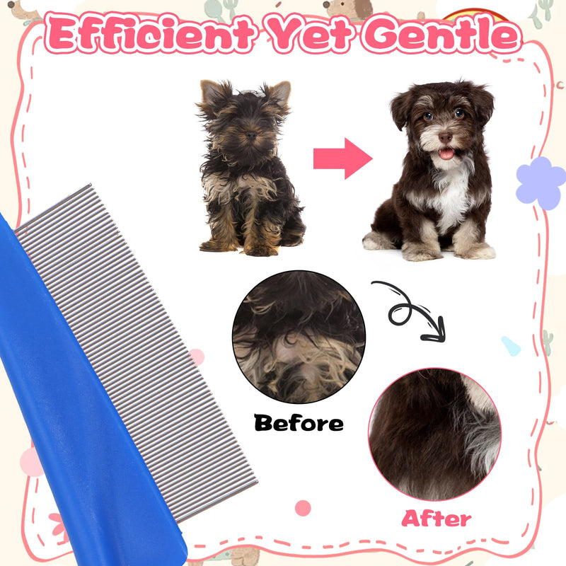 24 Pcs Flea Comb for Dogs and Cats Flea Remover Tool with Stainless Steel Metal Teeth for Detangling Grooming Kit, Pink, Blue and White, 2 Sizes - PawsPlanet Australia
