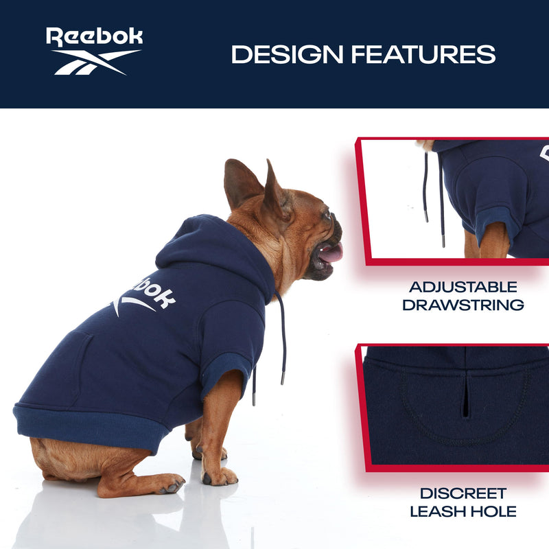 Reebok Dog Hoodie – Fleece Dog Sweater with Leash Hole, Cold Winter Dog Sweatshirt for Small Medium and Large Dogs, Premium Dog Fall Sweater Pullover Hoodie, Cozy Warm Perfect Dog Christmas Outfit Blue X-Large - PawsPlanet Australia