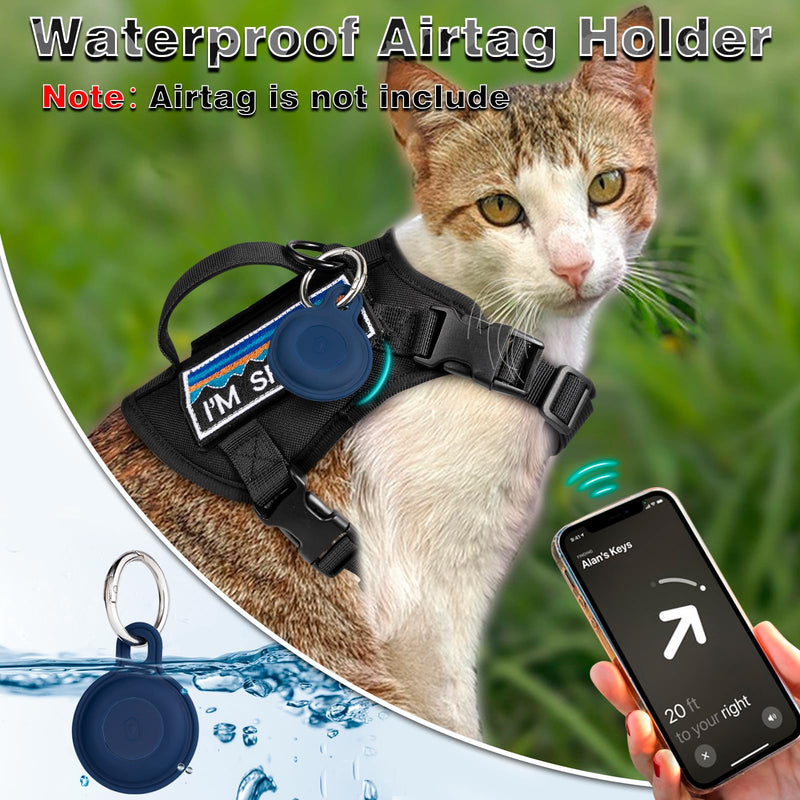 Tactical Cat Harness and Leash Set for Walking, Adjustable Escape Proof Pet Vest for Large Cat,Easy Control Breathable Cat Vest with Handle，Molle Patches (Black, L) black - PawsPlanet Australia