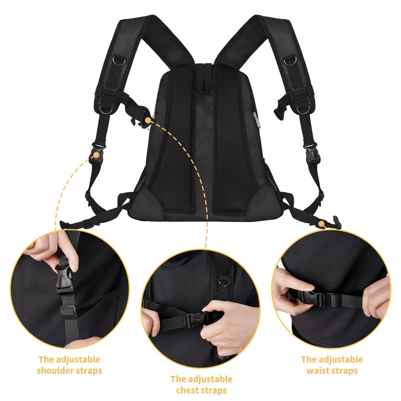 WOYYHO Pet Dog Carrier Backpack Small Dog Front Backpack Ventilated Mesh Dog Travel Back Pack with Safety Belt for Travel Hiking Cycling Outdoor Use (S (2-4.5 lbs), Black) Small(2-4.5lbs) - PawsPlanet Australia