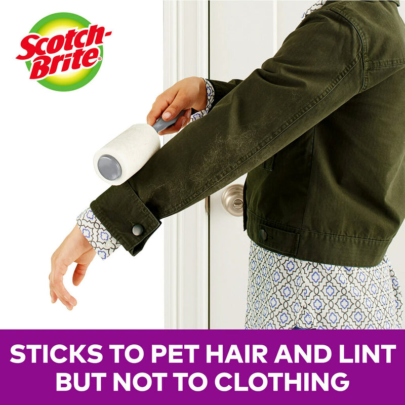 Scotch-Brite Pet Hair Pickup Lint Roller, 4 Lint Rollers, 48 Sheets/Roller, 192 Sheets Total, Lint Roller for Pet Hair Extra Sticky, Lint Remover, Lint Roller for Clothes, Pet Hair Removal 4 Rollers, 192 Sheets - PawsPlanet Australia