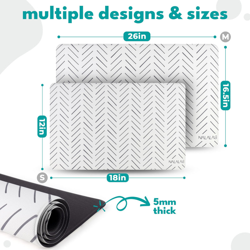 NALALAS Dog and Cat Mat for Dish, Food, Water Bowls | Stainproof, Washable & 100% Waterproof, Anti Slip, Non-Slip Food Placemat for Pets | Vegan Leather & Non Toxic | Easy to Clean | Size 12" x 18" SMALL 12" x 18" Mud Cloth - PawsPlanet Australia
