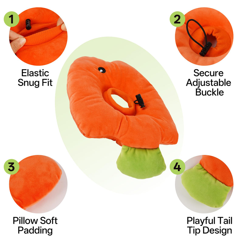 PUMYPOREITY Soft Fish Shaped Cat Cone Collar, Adjustable Padded Elizabethan Collar for Kittens, Anti-Lick Protective Neck Cone for Post-Surgery Wound Recovery, M, Orange Medium