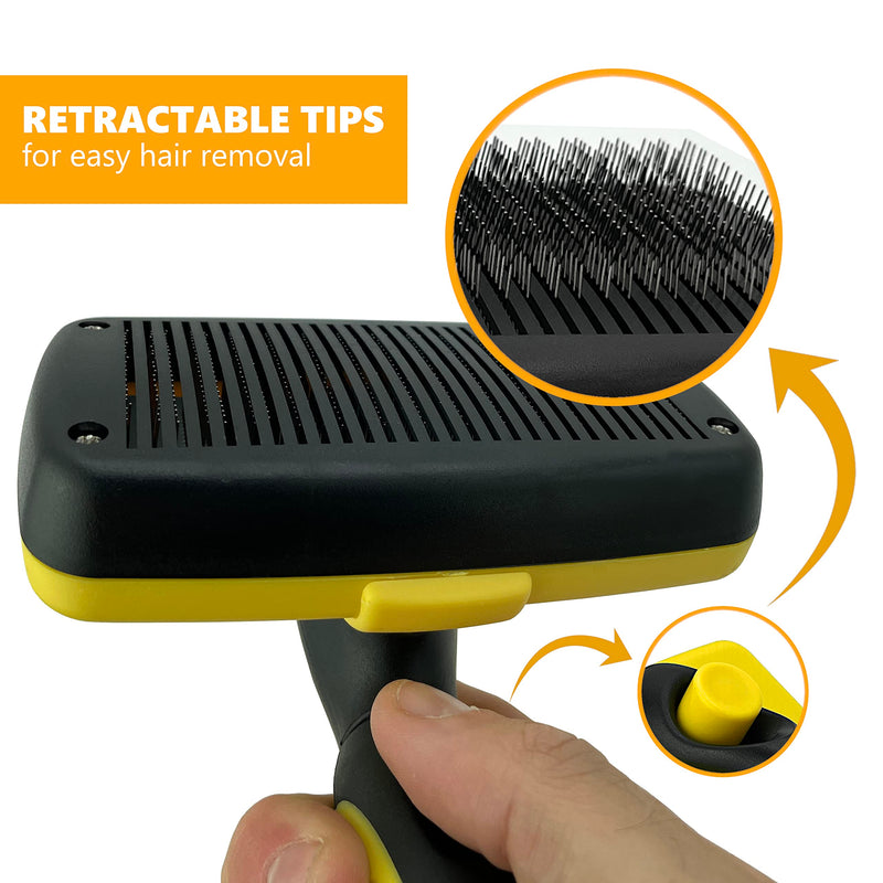 Self-Cleaning Grooming Brush for Dogs and Cats, Retractable Bristles for Easy Hair and Fur Removal - 7.5" Size - PawsPlanet Australia