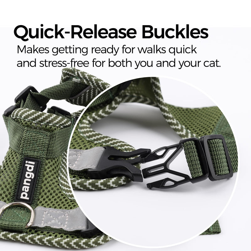 Cat Harness and Leash Escape Proof Extra Large Kitten Harness Maine Coon Cat Vest for Walking Travel, Dark Green, XXL XX-Large - PawsPlanet Australia