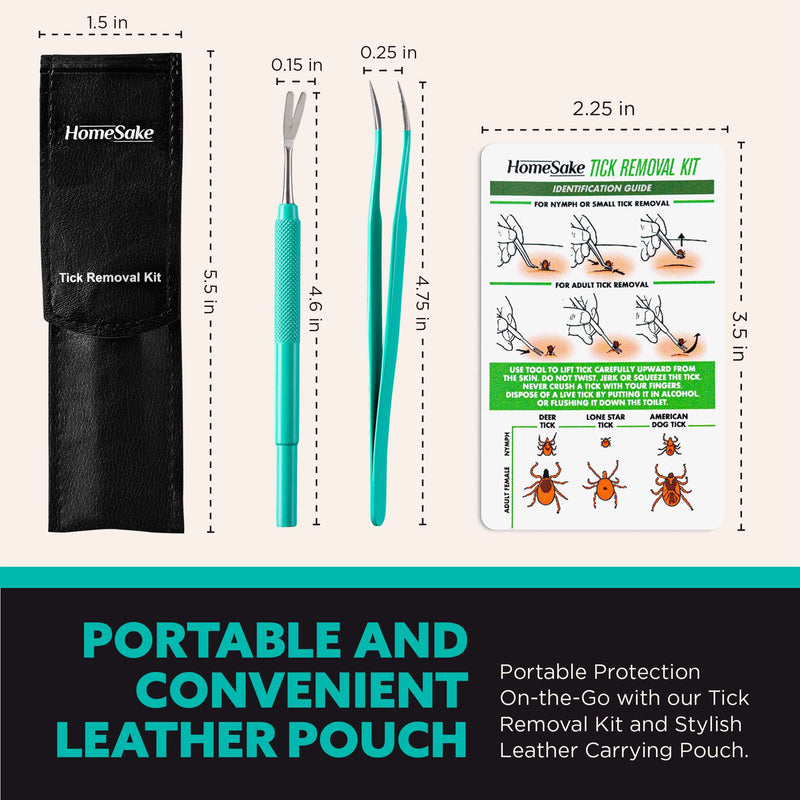 Tick Remover Tool and Tweezer Set for Humans - Pets, Stainless Steel Cat and Dog Tick Removal Kit with Storage Pouch, Safe Tic Control Puller for Complete Removal of Big and Small Ticks 1 Pack - PawsPlanet Australia