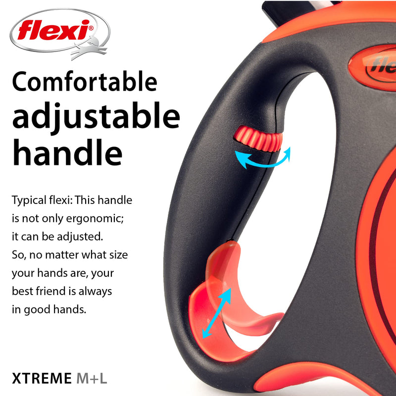 FLEXI New Classic Tape Retractable Dog Leash for Medium Dogs Upto 77 lbs. –16 ft., Orange/Black |Tangle Free Pet Walking Leash with One-Handed Brake, Pause, Lock |German Quality Product - PawsPlanet Australia