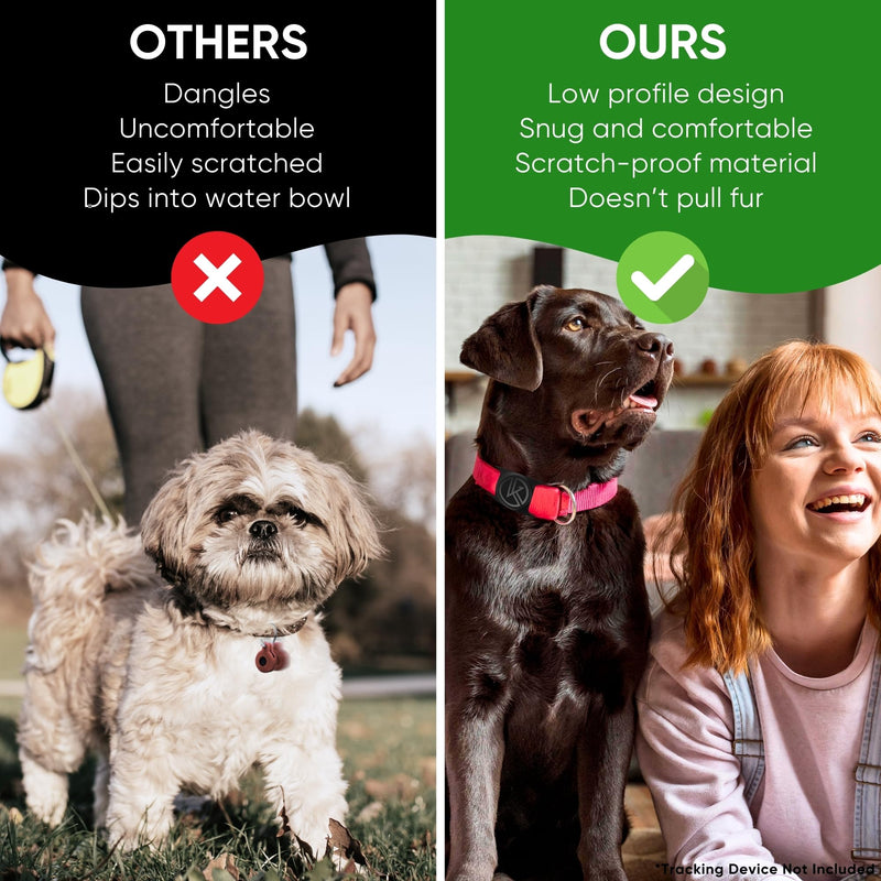 Tile Sticker Dog Collar Holder (2022): Extra-Durable, Lightweight, and Protective Tracking Case - Track Your Pet Using Android or Samsung Smart Phone - for Dogs and Puppies by Kitty Kompass (Black) Black - PawsPlanet Australia