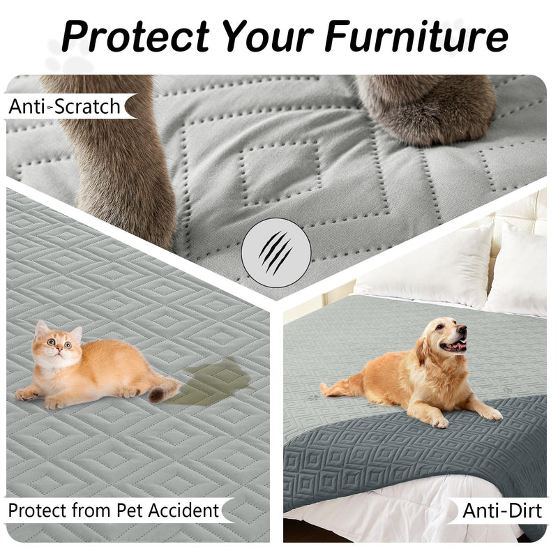 hyha Waterproof Dog Bed Blanket, Soft Pet Blankets 30x53 Inch and 82x102 Inch in Grey/Dark Grey, 2 Item Bundle - PawsPlanet Australia