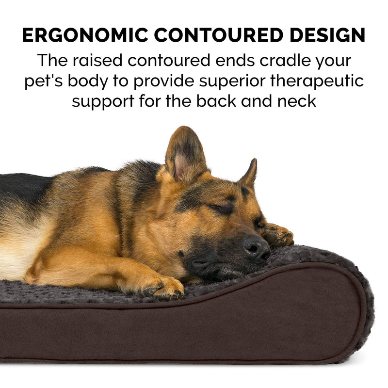 Furhaven Memory Foam Dog Bed for Medium/Small Dogs w/ Removable Washable Cover, For Dogs Up to 23 lbs - Ultra Plush Faux Fur & Suede Luxe Lounger Contour Mattress - Chocolate, Medium - PawsPlanet Australia