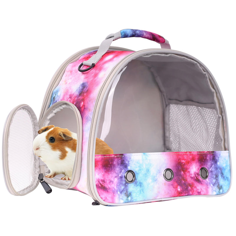 Guinea Pig Carrier Cage for 2, Bearded Dragon Travel Carrier for Small Animal Hamster Birds, Portable with Clear Window Transparent View Vet Bag (Carrier - Pink) Carrier - Pink - PawsPlanet Australia