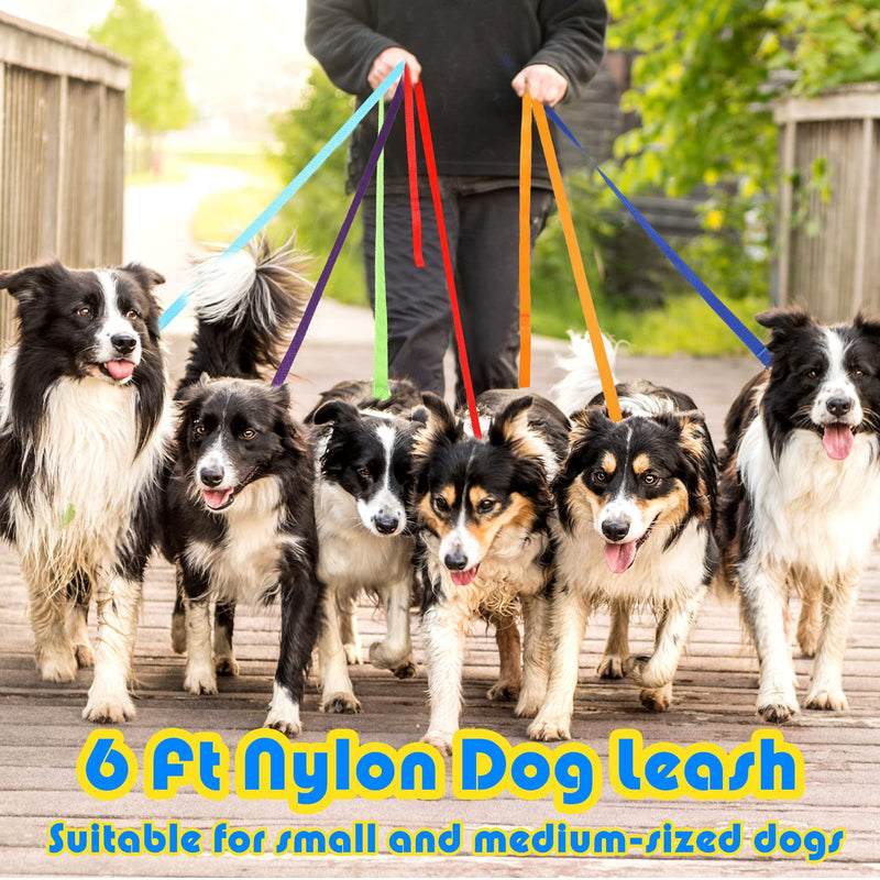 Sanwuta 9 Pack Nylon Dog Training Leash Bulk 6 ft Dog Leash for Small and Medium Puppy Traction Rope for Training, Play, Camping, or Backyard(Colorful) 6' - PawsPlanet Australia