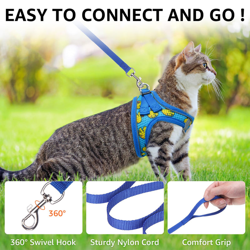 SCENEREAL Cat Harness & Leash Set Escape Proof - Adjustable Air Mesh Vest with Reflective Strips for Kittens, Puppies, Rabbits, Duck M Medium(Chest Adjustable 13-14.5in)
