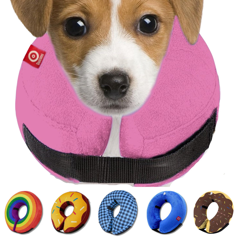 Inflatable Dog Cone Collar – Soft, Comfortable & Adjustable for Small Medium Large Dogs & Cats, Anti-Lick Recovery Donut E-Collar for After Surgery (Pink, XL) XL (19"-25") Pink