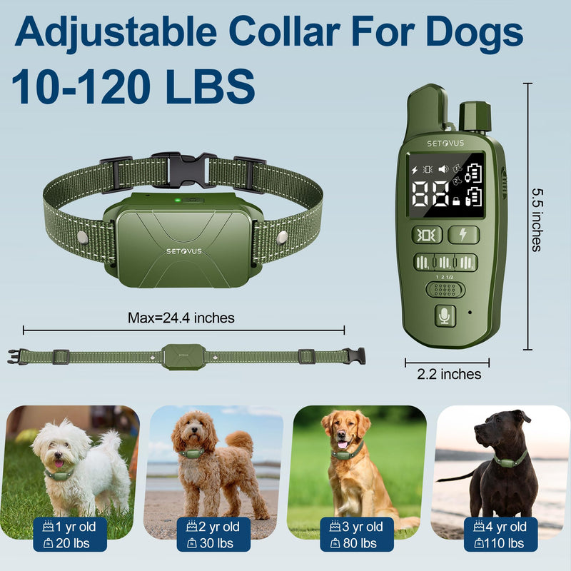 Dog Shock Collar for 2 Dogs, 4500FT Dog Training Collar Rechargeable Electric Collar with Recording & Calling & Vibration & Shock for All Breeds (Green) Green - PawsPlanet Australia