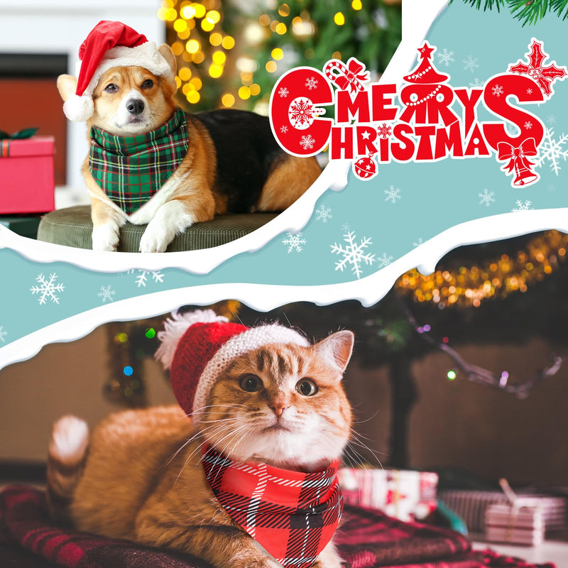 Sanwuta 50 Pieces Christmas Dog Bandanas Bulk, Classic Plaid Dog Bandanas, Triangle Scarf Plaid Kerchief for Small to Large Puppy Pet Cats(31.5 x 21.7 x 21.7 Inch) 31.5 x 21.7 x 21.7 Inch - PawsPlanet Australia